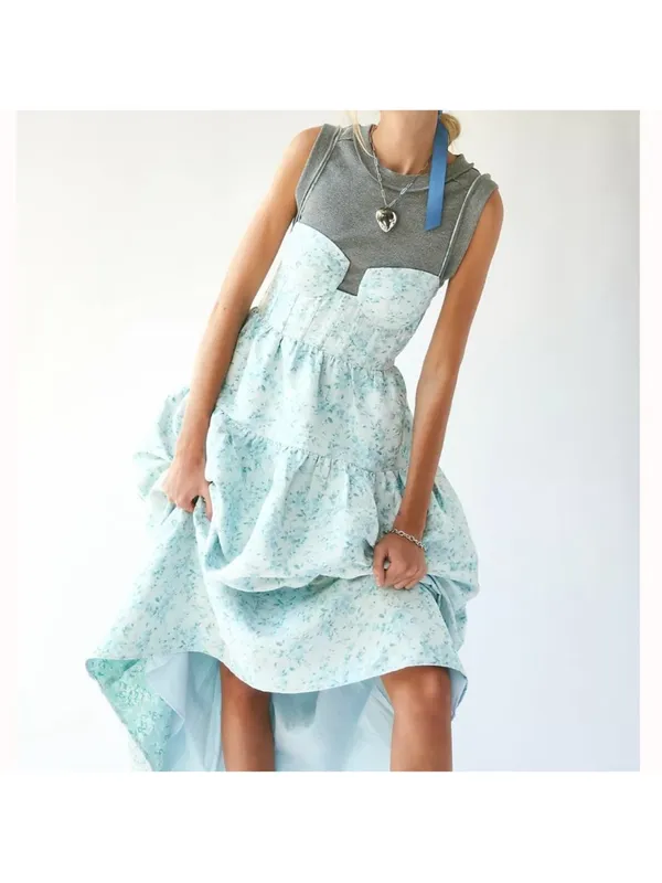 Maison Amory Sky Blue Floral Strapless Sweetheart The Windsor Maxi Dress - Image 3
