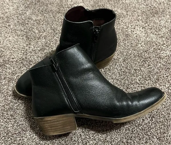 Black Ankle Booties with Side Zipper and Rounded Toe - Image 4