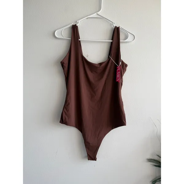PUMIEY Womens Brown Scoop Neck Thong Bodysuit Sleeveless Size Large NEW‎ - Image 3