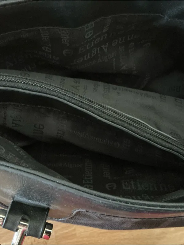 Etienne Aigner signature large tote bag jacquard black metallic silver hardware - Image 4