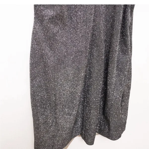 MESHKI NEW Two-Tone Glitter Wrap Dress Black Shimmer Size Medium - Image 11