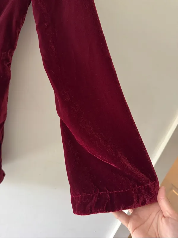 Free People Linney Velvet Minidress in Cabernet Burgundy‎ - Image 7