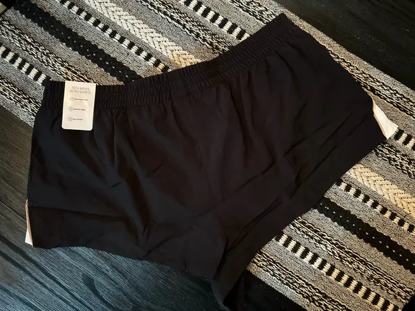 Victoria's Secret Retro Black Athletic Shorts with Beige Trim side pockets new L - Image 8