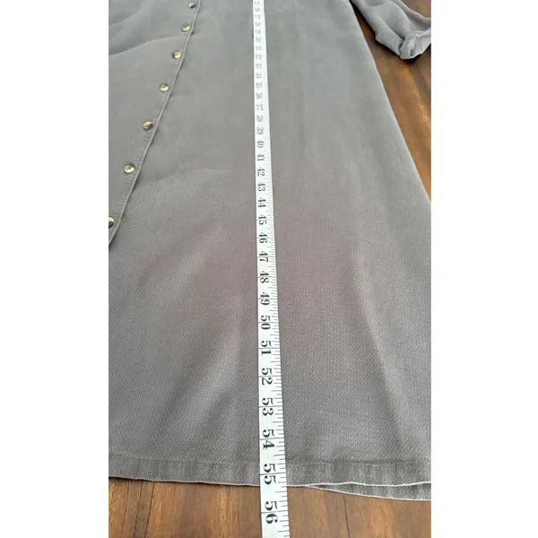 Vintage 90s Nordstrom Tencel Maxi Dress XL Button Front Pockets Taupe - Image 11