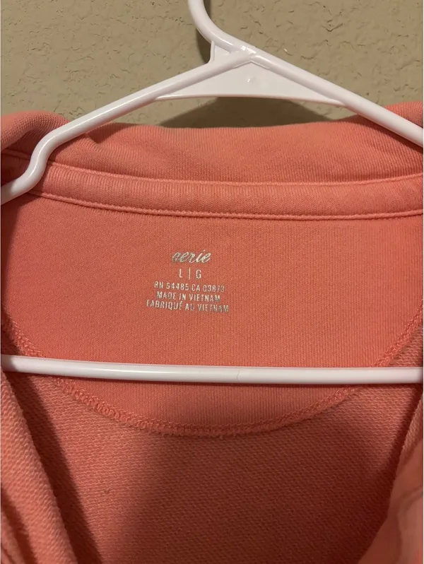 Aerie Coral Pink Oversized Pullover Sweatshirt Large - Image 2