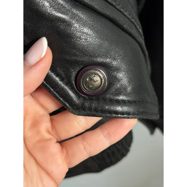 Vintage 90s Black Genuine Leather Bomber Jacket Oversized Mens XL - Image 5