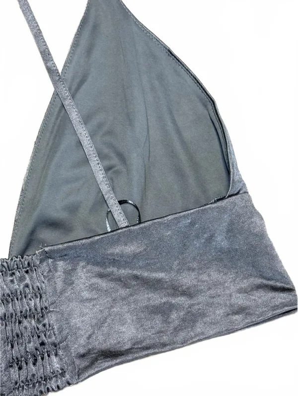 Zara Silver-Grey Strappy bralette top Size L NWT Y2K - Image 4
