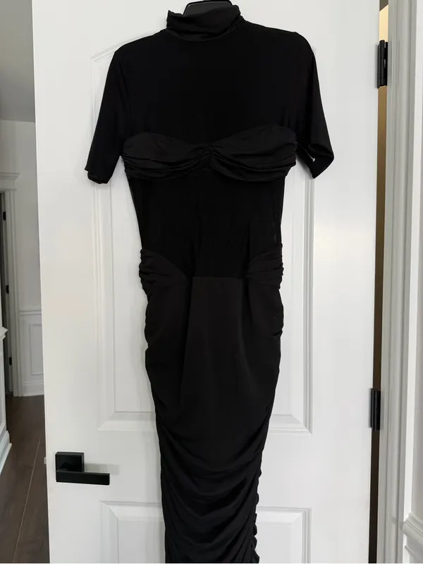 House of CB Women's Black Sorrel Corset Stretch Mesh Midi Dress - Image 2
