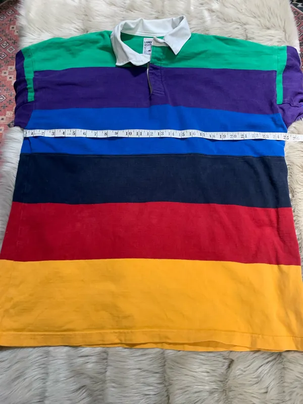 Rowing Blazers x Lands' End Multicolored Striped Rugby Long Sleeve Shirt XL - Image 8