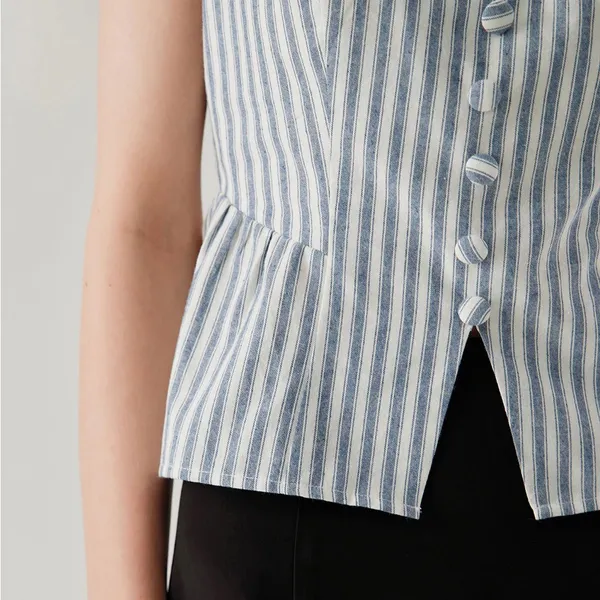 Rihoas Blue Striped Square Neck Tank Top - Image 2