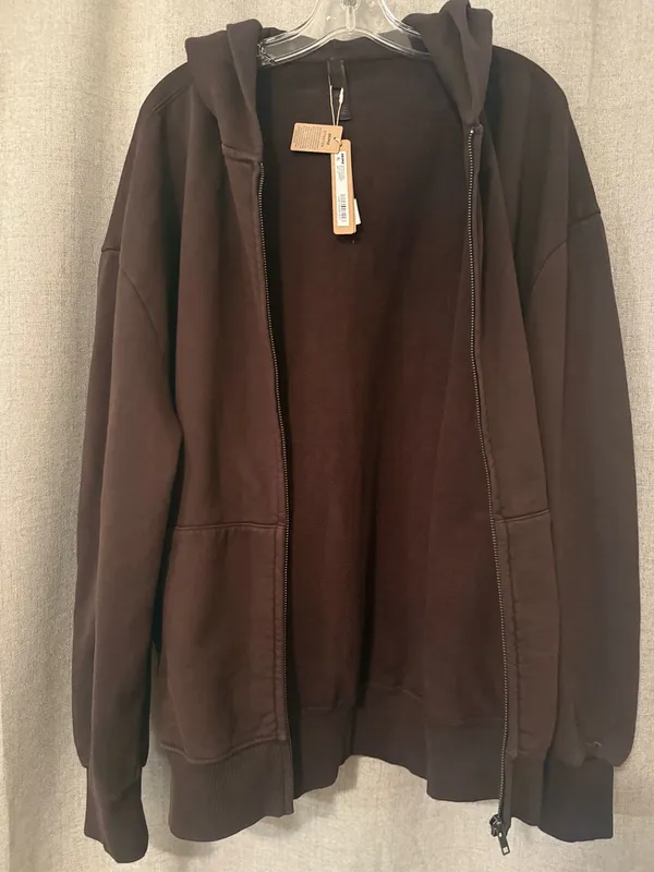 SKIMS NWT Boyfriend Fleece Boxy Zip-Up Hoodie | M - Image 5