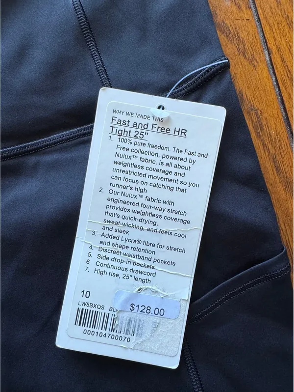 Lululemon Fast & Free With Pockets High Rise 25” Black Size 10 NWT - Image 4