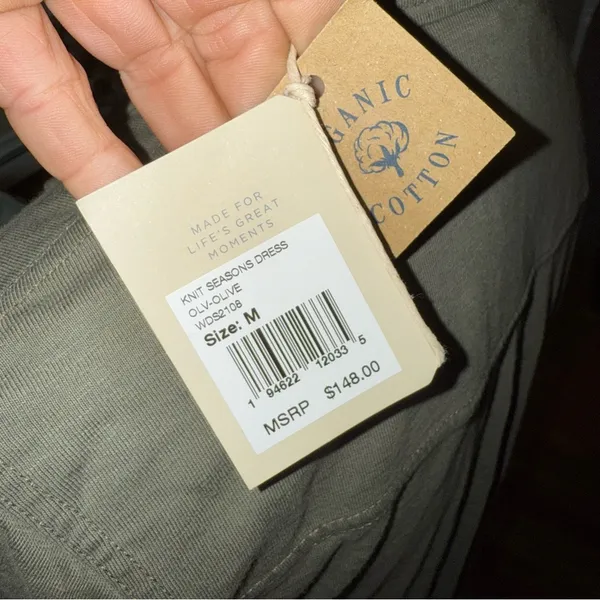 NWT FAHERTY Knit Seasons Dress Long‎ Sleeve Midi Olive Medium - Image 5