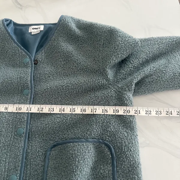 Obey Teal Blue Sherpa Jacket - Image 5