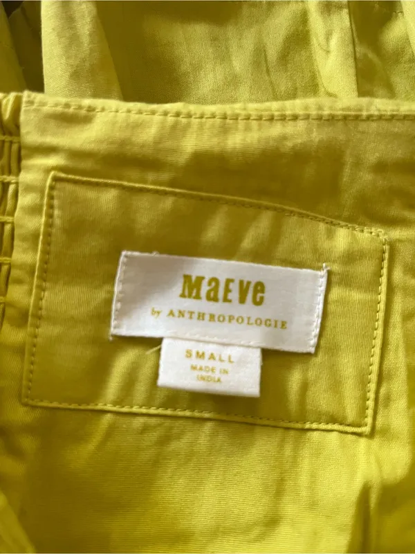 Maeve Yellow Bow Tie Mini Skirt Small Cotton Resort Vacation Euro Summer Beach - Image 4