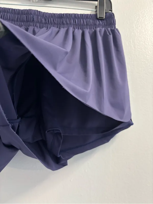 LEFTEAR Womens Large Flowy Spandex Stretch Dance Yoga Athletic Blue Shorts - Image 4