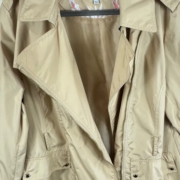 Nine‎ West NWOT Womens Tan Asymmetric Zip Rain Trench Canvas Jacket Size XL - Image 3