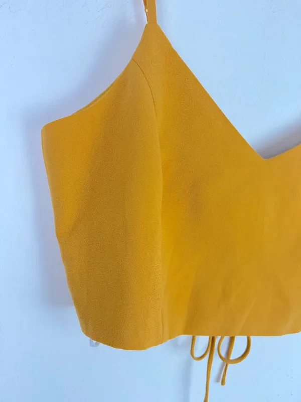 NWT Lulus Mustard Yellow Lace Up Back Crop Top Size XL NEW - Image 2