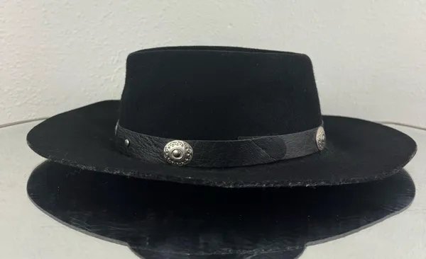 ROCKMOUNT RANCH WEAR Black Felt Wool Silver Concho Edgy Western Cowboy Hat - Image 5
