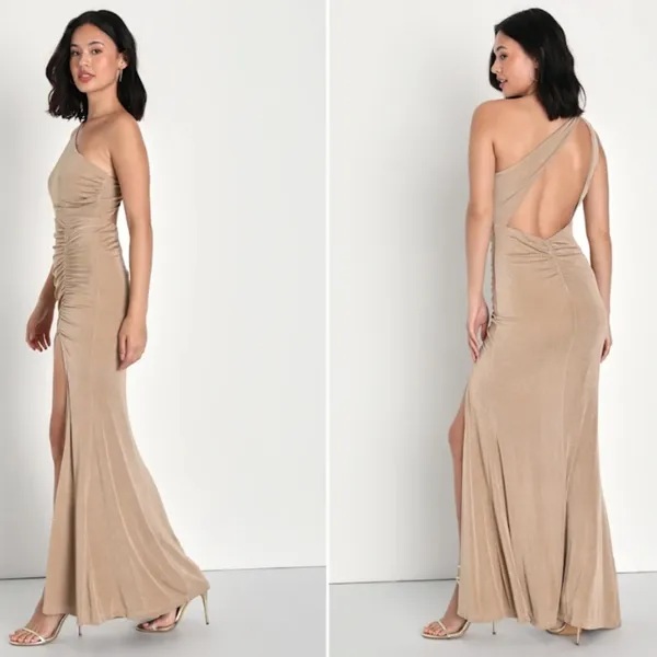 LULU's Sexy Prom Wedding Elegant Slimming One Shoulder Mermaid Trumpet Maxi - Image 3