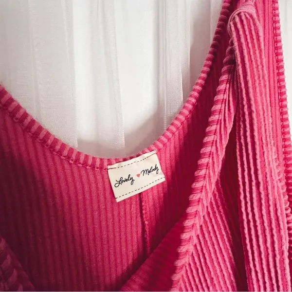 Lovely Melody Pink Tie Front Sleeveless Tank Top - Image 2