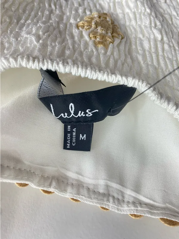Lulus Arwen Embroidered Wide-Leg Jumpsuit in Ivory Size M - Image 4
