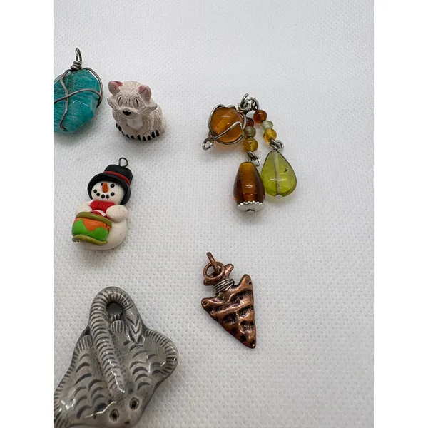 Artisan Pendant Lot 8pc Ceramic Stingray Dichroic Glass K Arrowhead Stone Charm - Image 5