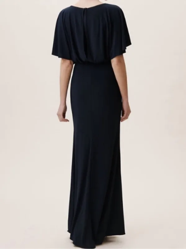 Anthropologie BHLDN Lena Jersey Flutter Sleeve Formal Maxi Dress Navy Size 14 - Image 2
