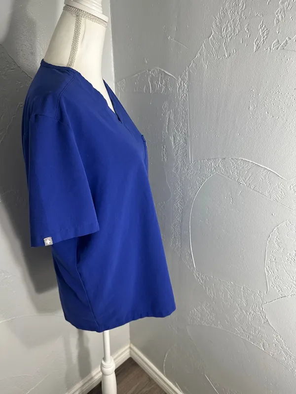 Figs Technical Collection V-Neck Scrub Top in Cobalt Blue - Image 8