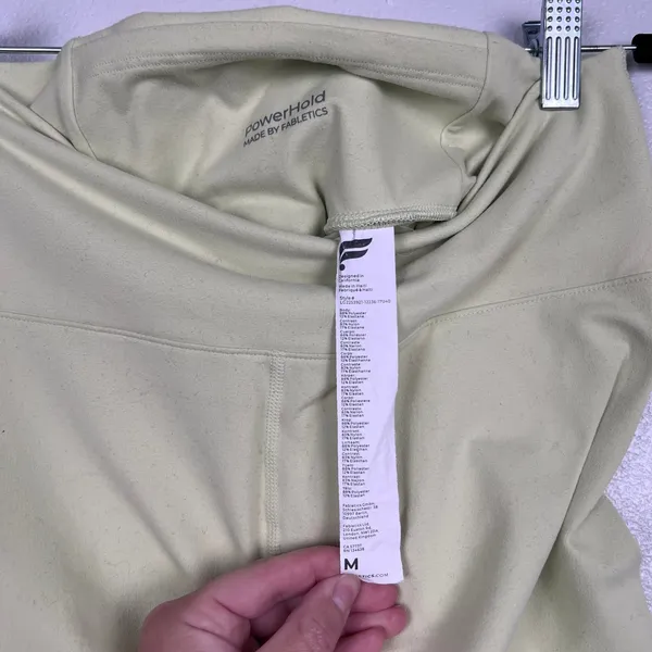 Fabletics PowerHold High Rise Leggings Yellow Strappy Back Sz M Ankle Yoga Pants - Image 4