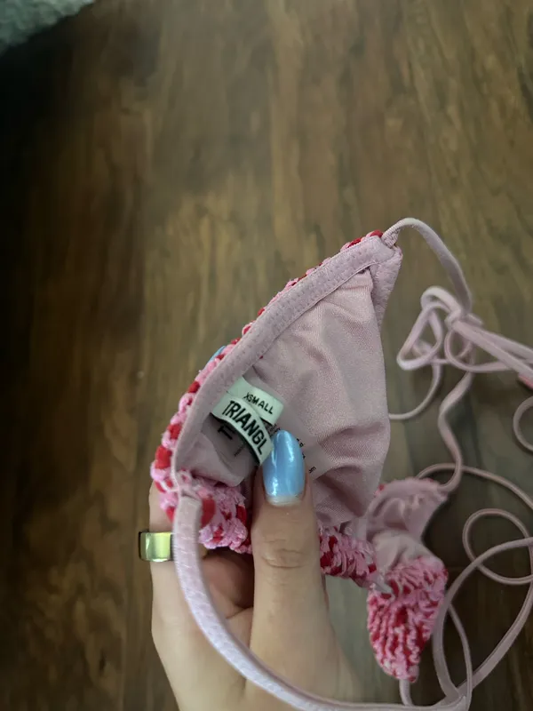 Triangl Pink Crochet Bikini - Image 3