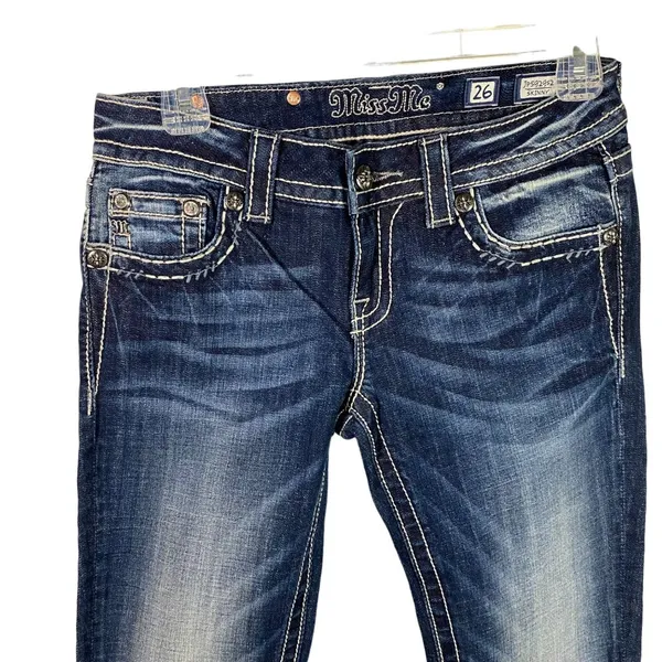 New Miss Me Jeans Women’s Size 26 skinny Denim Embellished flap Pockets‎ - Image 2