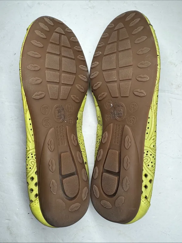 chelsea crew lime yellow green perforated ballet flats leather 9 colorful casual - Image 10