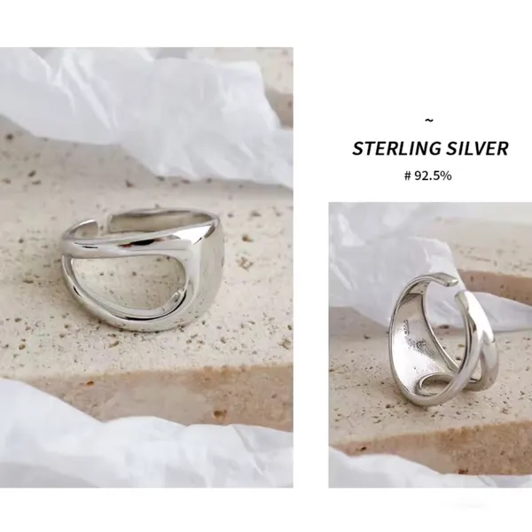 Boutique NEW‎ UNIQUE SILVER ABSTRACT RING, OPEN RING, SILVER ADJUSTABLE RING, UNISEX RING - Image 10