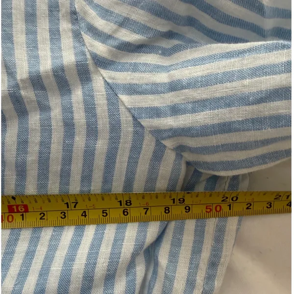 Reformation Blue White Striped Linen Tie Front Button Down Shirt Large - Image 5