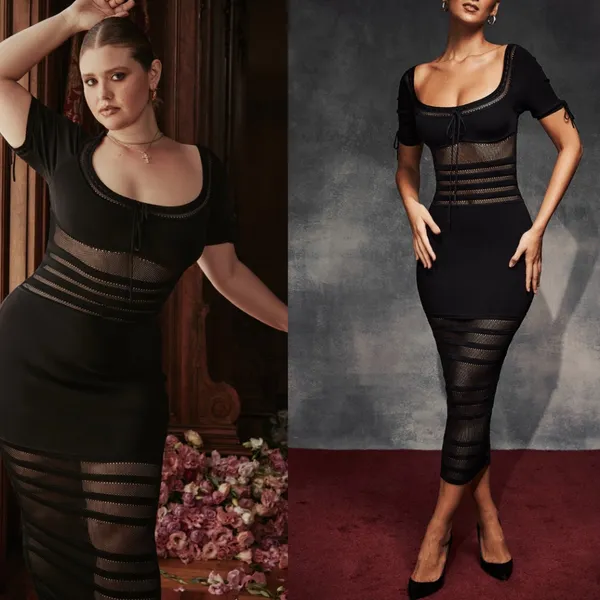 HOUSE OF CB 'Lilla' Black Openwork Knit Midi Dress‎ NWOT size S - Image 2