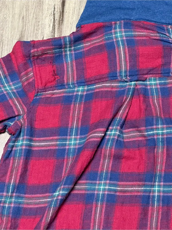 American Eagle Outfitters Distressed Hooded Plaid Flannel Shirt Women Size Small - Image 8
