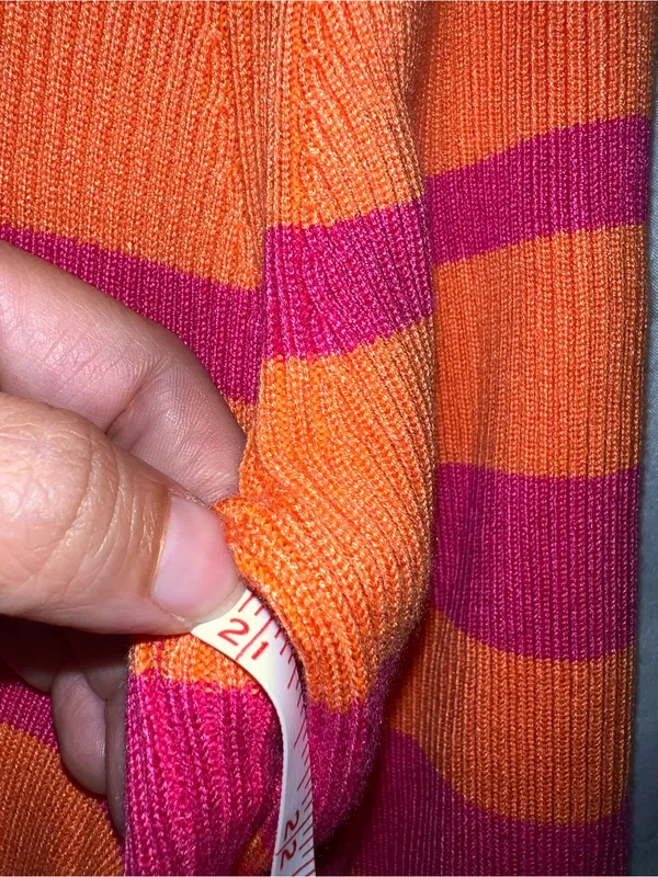 Striped Orange and Fuchsia Knit on‎ Dress flared sleeves small - Image 8