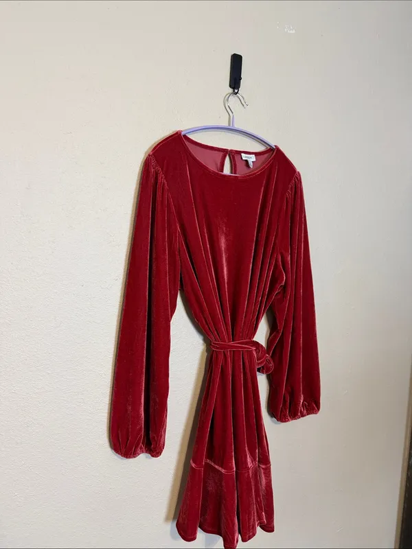 J. Crew Velvet Berry Sangria Toe Waist Wrap Mini Dress Size XL‎ - Image 4