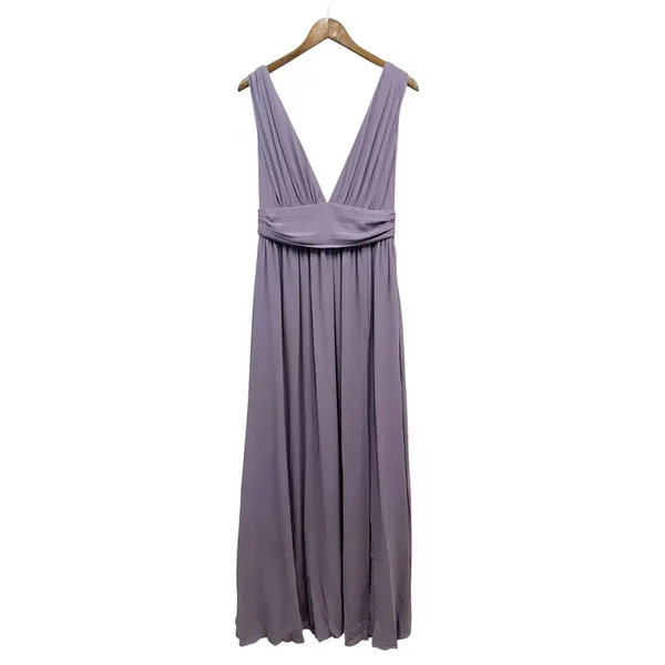 Lulus Heavenly Hues Dusty Purple Chiffon Pleated Maxi Dress size Large NWT - Image 4