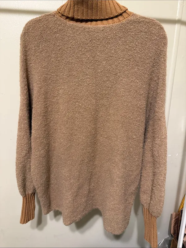Offline by aerie XS oversized Cozy Turtleneck Bouclé Sweater in Camel - Image 7