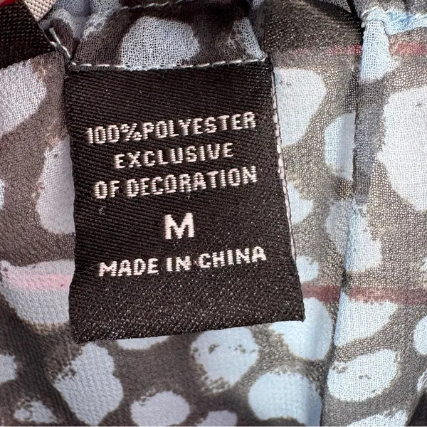 Moda International Printed Beaded Sheer‎ Peasant Blouse Blue Black Medium - Image 10