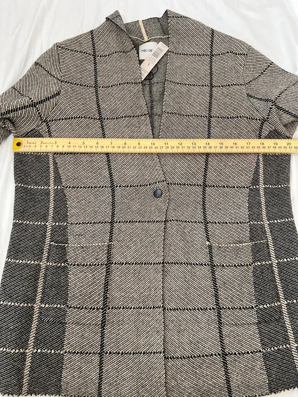 NIC+ZOE Taupe Plaid Sweater Blazer size L - Image 9