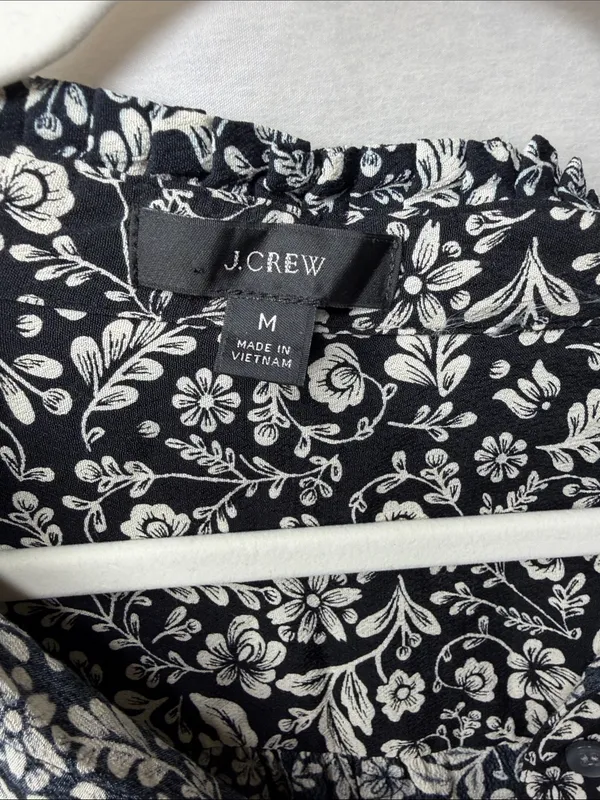 J. Crew Black and White Floral Tiered Blouse - Image 2
