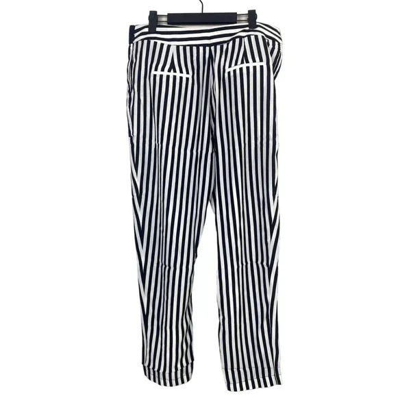 NWT Sans Souci Striped Lightweight Satin Feel Trouser Ankle Pant M Black White - Image 12
