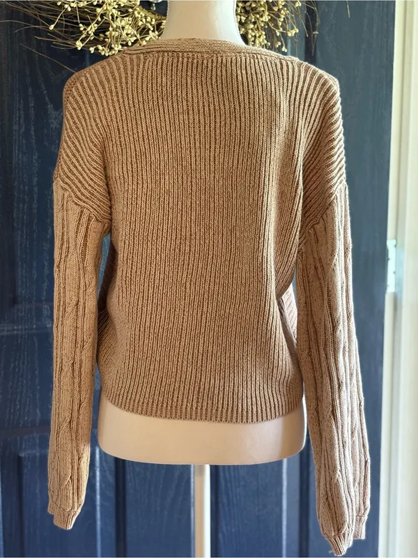 Free People When it rains V-Neck Sweater - Beige size Medium - Image 5