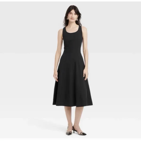A New Day Women’s Black Corset Midi A-Line Dress Size 12 NWT - Image 3