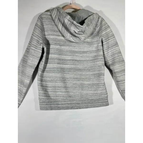 Carhartt Women Striped Quarter Zip‎ Hooded Sweatshirt Relaxed Fit Cozy Gray Sz S - Image 2