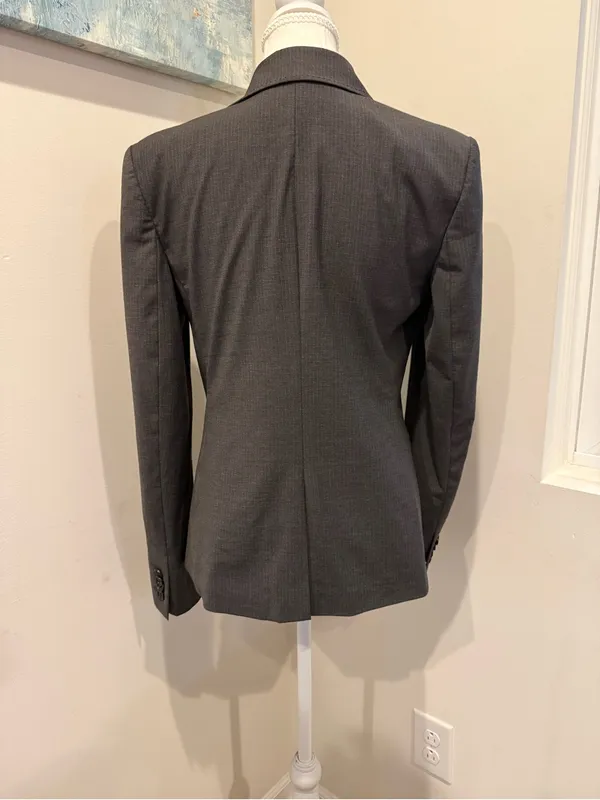 Ann Taylor Wool Blend Charcoal Pinstripe Single-Button Blazer Size 4 - Image 3