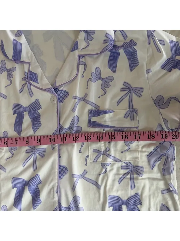 Women's NEW Two Piece Short Sleeve and Shorts Pajamas Purple Size M #260257 - Image 5